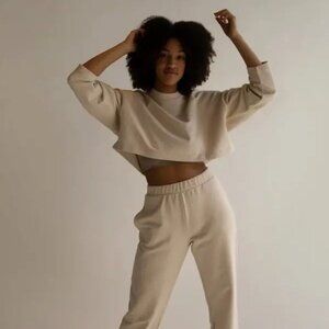 NWT Oak and Fort (Oak Refined) Organic Cotton Cropped Sweater in Oatmeal Size XS